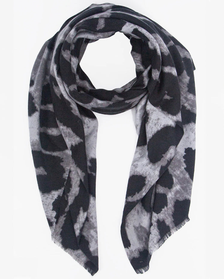 Grey Leopard/Gold Stripe Scarf