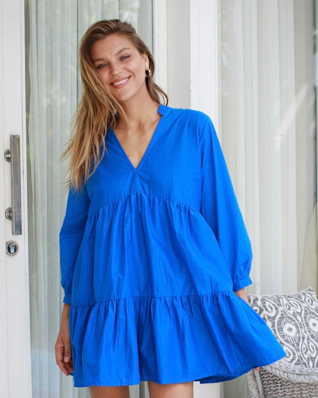 Morgan Dress - Swedish Blue Cotton