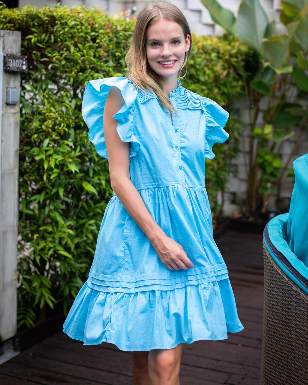 Verona Dress - Alaskan Blue Cotton