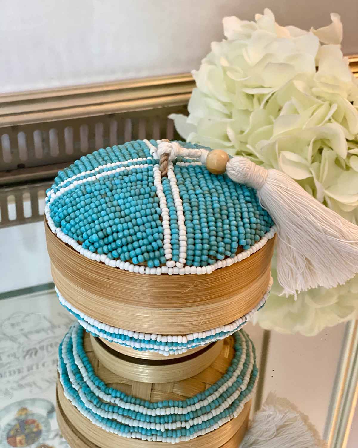 Beaded Bamboo Round 'Box'